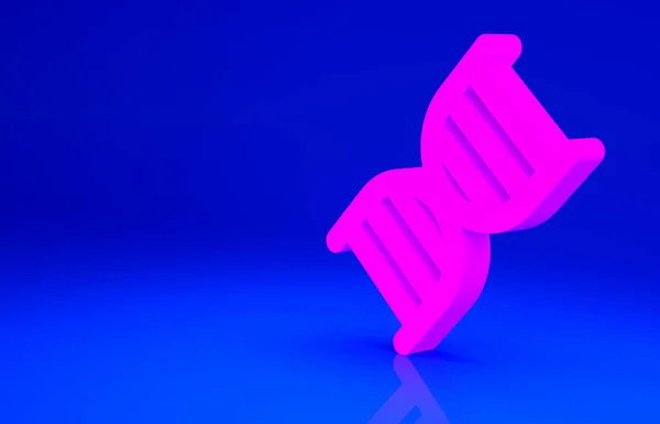 Icona simbolo DNA rosa isolato su sfondo blu. Concetto minimalista. Illustrazione 3d rendering 3D — Foto Stock