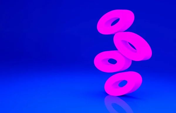 Icono de eritrocitos de hemoglobina médica rosa aislado sobre fondo azul. Concepto minimalista. 3D ilustración 3D render — Foto de Stock