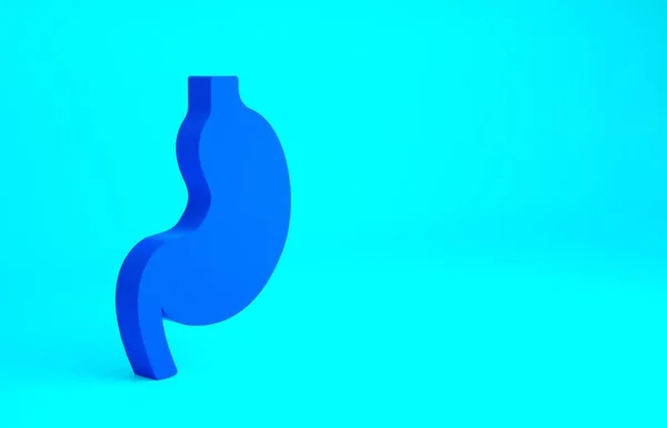 Blue Human stomach icon isolated on blue background. Minimalism concept. 3d illustration 3D render