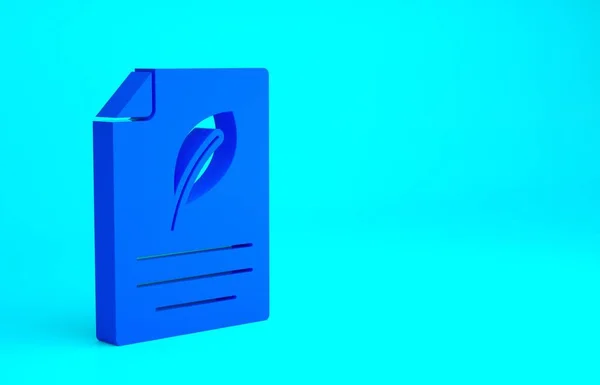 Papel Eco azul con icono de hoja aislado sobre fondo azul. Adecuado para negocios, educación y naturaleza. Concepto minimalista. 3D ilustración 3D render — Foto de Stock