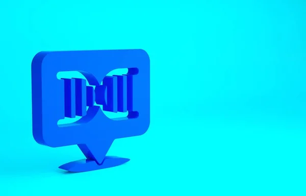 Ícone de símbolo de DNA azul isolado no fundo azul. Conceito de minimalismo. 3D ilustração 3D render — Fotografia de Stock