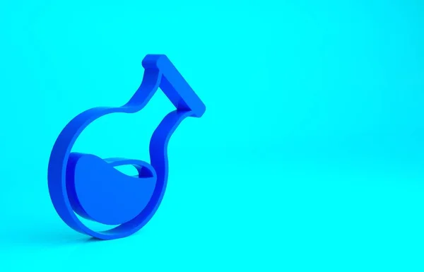 Blaues Reagenzglas und Kolben Chemielabor Testsymbol isoliert auf blauem Hintergrund. Laborgläser. Minimalismus-Konzept. 3D Illustration 3D Renderer — Stockfoto