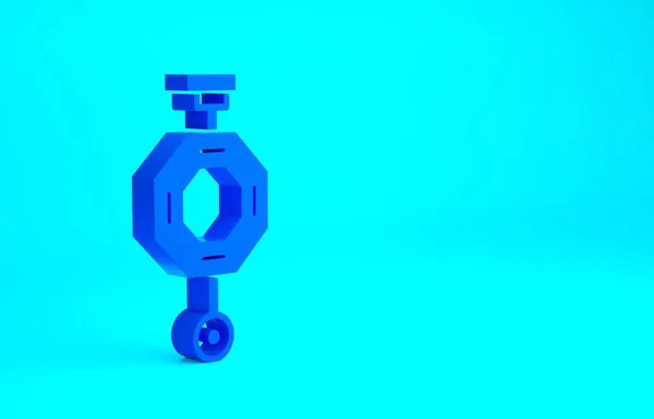 Μπλε κινεζική χάρτινο φανάρι εικονίδιο απομονωμένο σε μπλε φόντο. Μινιμαλιστική έννοια. 3d απεικόνιση 3D καθιστούν — Φωτογραφία Αρχείου