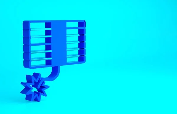 青色の背景に隔離された青色の花火アイコン。楽しいパーティーの概念。爆発的な花火のシンボル。最小限の概念。3Dイラスト3Dレンダリング — ストック写真
