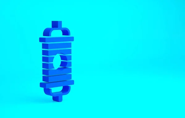 Blue Chinese paper lantern icon isolated on blue background. Minimalism concept. 3d illustration 3D render — Stock Photo, Image