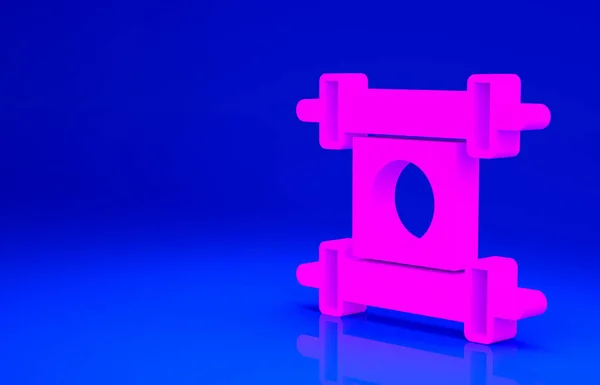 Decreto rosa, papel, pergamino, icono de desplazamiento aislado sobre fondo azul. Pergamino chino. Concepto minimalista. 3D ilustración 3D render — Foto de Stock