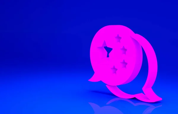 Pink China flag icon isolated on blue background. Minimalism concept. 3d illustration 3D render — Stock Photo, Image