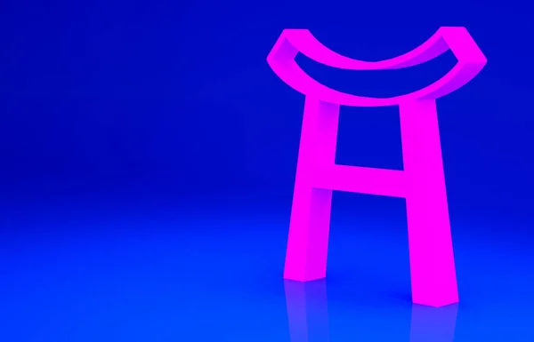 Icono de Pink Japan Gate aislado sobre fondo azul. Señal de la puerta Torii. Símbolo japonés tradicional de puerta clásica. Concepto minimalista. 3D ilustración 3D render —  Fotos de Stock