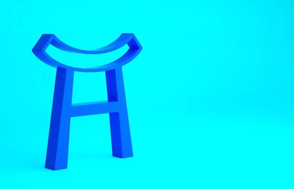 Ícone Blue Japan Gate isolado no fundo azul. Sinal do portão Torii. Símbolo clássico japonês. Conceito de minimalismo. 3D ilustração 3D render — Fotografia de Stock