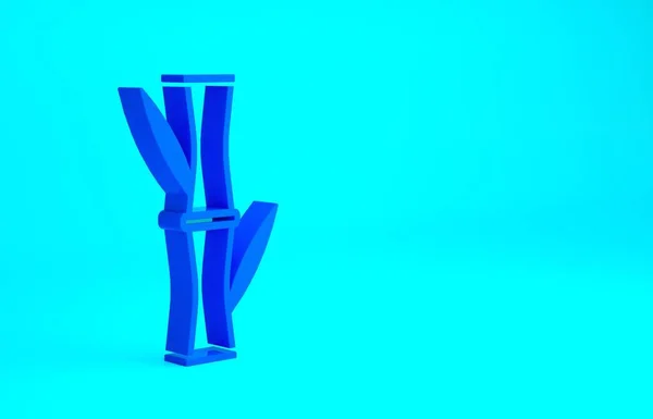 Ícone de bambu azul isolado no fundo azul. Conceito de minimalismo. 3D ilustração 3D render — Fotografia de Stock