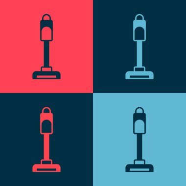 Pop Art Elektrik süpürgesi ikonu renk arkaplanında izole edilmiş. Vektör