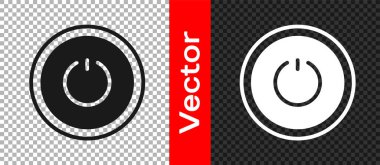 Şeffaf arkaplanda siyah güç simgesi izole edildi. Başlat işareti. Vektör