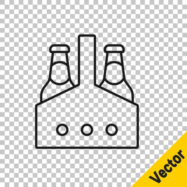 Black Line Pack Beer Bottles Icon Isolated Transparent Background Case — Stock Vector