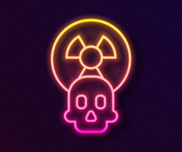 Glowing Neon Line Radioactive Icon Isolated Black Background Radioactive Toxic — Stock Vector