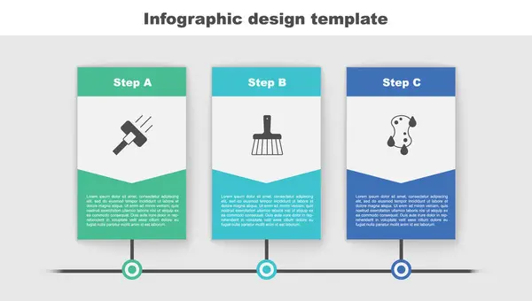 Set Vacuum Cleaner Handle Broom Sponge Business Infographic Template Vector — Stock Vector