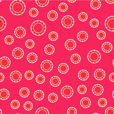 Line Car tekerlek ikonu kırmızı arka planda izole edilmiş pürüzsüz desen. Vektör