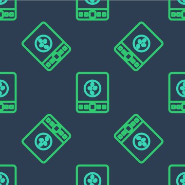 Hat Elektronik kahve pulları ikonu mavi arka planda izole edilmiş pürüzsüz desen. Ağırlık ölçüm aletleri. Vektör