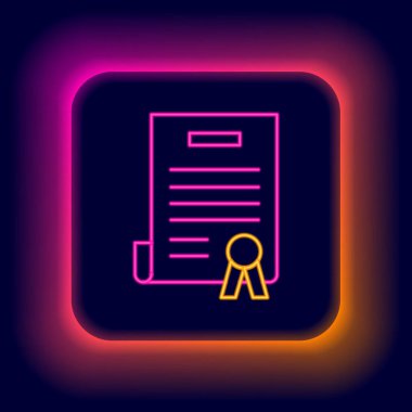 Parlayan neon hattı bağımsızlık ilanı siyah arka planda izole edildi. Renkli taslak konsepti. Vektör