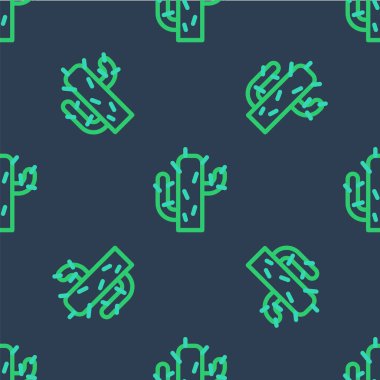 Çizgi Kaktüsü simgesi mavi arka planda izole edilmiş. Vektör