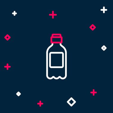 Mavi arka planda izole edilmiş bir şişe su ikonu. Soda su içme tabelası. Renkli taslak konsepti. Vektör
