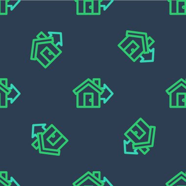 Hat satışı ikonu mavi arka planda izole edilmiş pürüzsüz desen. Ev konsepti al. Ev kredisi konsepti, kira, mülk satın alma. Vektör