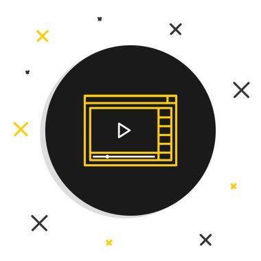 Line Online video simgesi beyaz arkaplanda izole edildi. Oyun işaretli film şeridi. Renkli taslak konsepti. Vektör