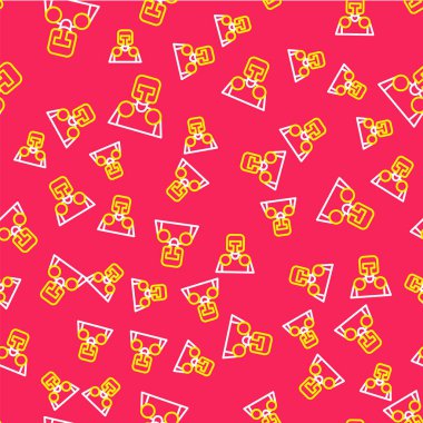 Çizgi Ortaçağ şövalyesi ikonu kırmızı arka planda kusursuz desen izole etti. Vektör