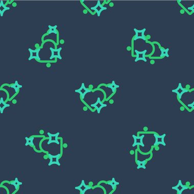 İkinci Hat Bağlı Kupa simgesi mavi arka planda kusursuz desen izole etti. Romantik sembol, bağlanma, tutku ve düğün. Sevgililer Günü sembolü. Vektör