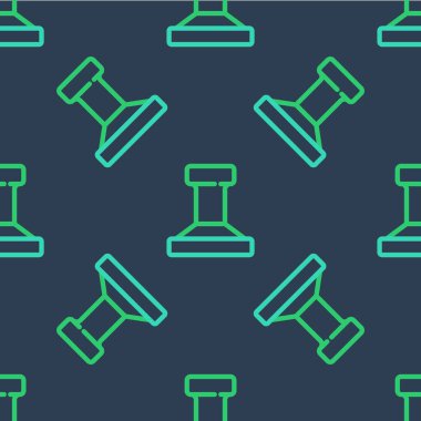 Çizgi damga simgesi mavi arkaplanda izole edilmiş kusursuz desen. Vektör