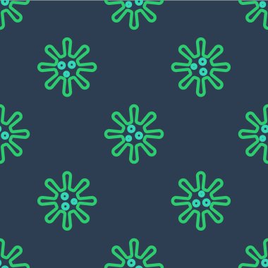 Çizgi Bakteri simgesi mavi arkaplanda izole edilmiş kusursuz desen. Bakteriler ve mikroorganizmalar, sebep olan mikroorganizma hastalıkları, hücre kanseri, mikrop, virüs, mantar. Vektör