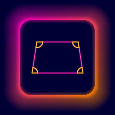 Parlayan neon hattı Akut trapezoid şekil simgesi siyah arkaplanda izole edildi. Renkli taslak konsepti. Vektör