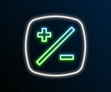 Parlayan neon hattı maruz kalma telafi simgesi siyah arkaplanda izole edildi. Renkli taslak konsepti. Vektör