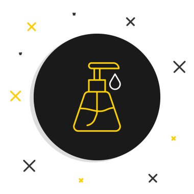 Beyaz arkaplanda çizgi kremi ya da losyon kozmetik tüp simgesi izole edilmiş. Erkekler için vücut bakım ürünleri. Renkli taslak konsepti. Vektör