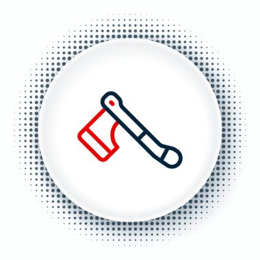 Tahta çizgi balta simgesi beyaz arkaplanda izole edildi. Oduncu baltası. Mutlu Cadılar Bayramı Partisi. Renkli taslak konsepti. Vektör