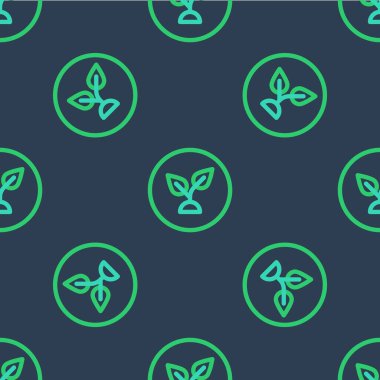 Çizgi Bitkisi tabanlı simge mavi arkaplanda izole edilmiş pürüzsüz desen. Vektör