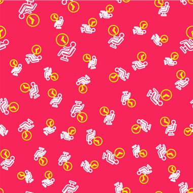 Havaalanı terminalindeki insan hattı kırmızı arka planda izole edilmiş. Vektör