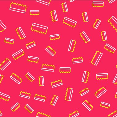 Sünger çizgisi simgesi kırmızı arkaplanda izole edilmiş. Bulaşık yıkamak için bir tutam Bast. Temizlik servisi logosu. Vektör