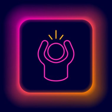 Parlayan neon hattı öfke simgesi siyah arkaplanda izole edildi. Öfke, öfke, bağırma konsepti. Renkli taslak konsepti. Vektör