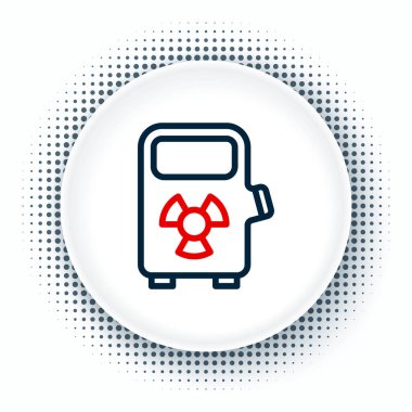 Hat Elektrikli araba şarj istasyonu simgesi beyaz arkaplanda izole edildi. Eko elektrik yakıt pompası tabelası. Renkli taslak konsepti. Vektör