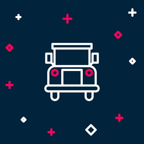Значок Лінії Шкільного Автобуса Ізольовано Синьому Фоні Символ Громадського Транспорту — стоковий вектор