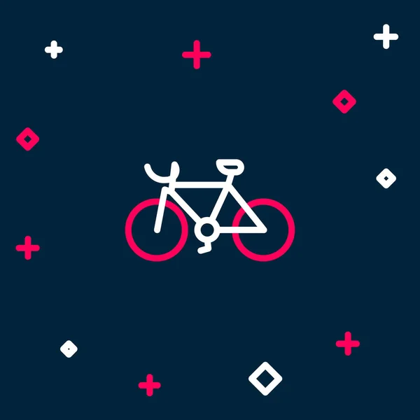 Línea Bicicleta Icono Aislado Sobre Fondo Azul Carrera Bicicletas Deporte — Vector de stock