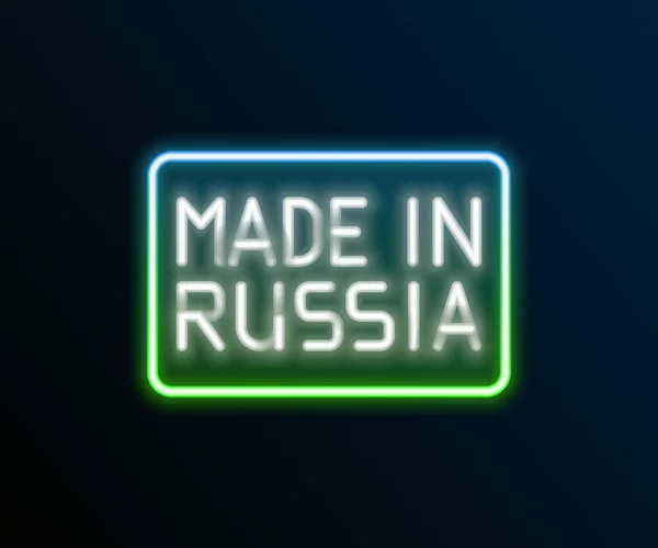 Rusya Simgede Parlayan Neon Hattı Siyah Arkaplanda Izole Edildi Renkli — Stok Vektör