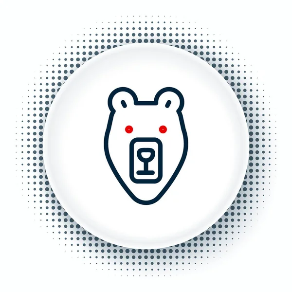 Line Bear Hoofd Pictogram Geïsoleerd Witte Achtergrond Kleurrijk Concept Vector — Stockvector