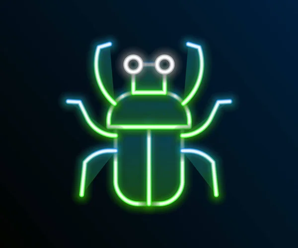 Gloeiende Neon Lijn Stink Bug Icoon Geïsoleerd Zwarte Achtergrond Kleurrijk — Stockvector