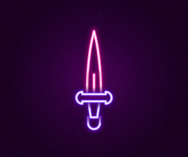 发光的霓虹灯线匕首图标孤立在黑色背景 刀具图标 刀刃锋利 五彩缤纷的概念 — 图库矢量图片