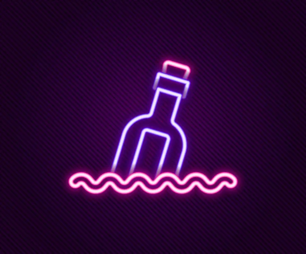 Gloeiende Neon Lijn Glazen Fles Met Een Bericht Water Pictogram — Stockvector