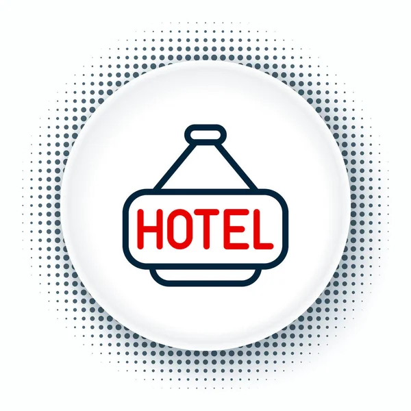 Line Signboard Kültéri Hirdetés Szöveggel Hotel Ikon Elszigetelt Fehér Alapon — Stock Vector