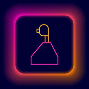 Parlayan neon çizgisi şekil değiştiren simgesi siyah arkaplanda izole edildi. İletişim simgesi. Renkli taslak konsepti. Vektör.