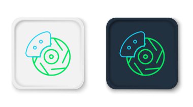 Caliper simgesi beyaz arkaplanda izole edilmiş Line Car fren diski. Renkli taslak konsepti. Vektör.