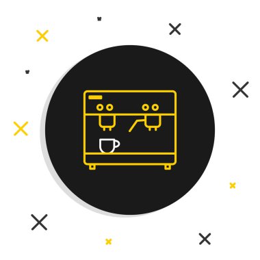 Çizgi kahve makinesi simgesi beyaz arkaplanda izole edildi. Renkli taslak konsepti. Vektör.